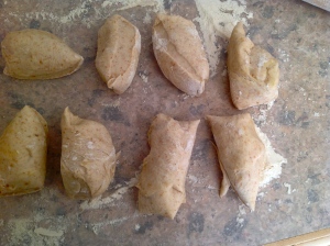 the dough divided into 8 pieces